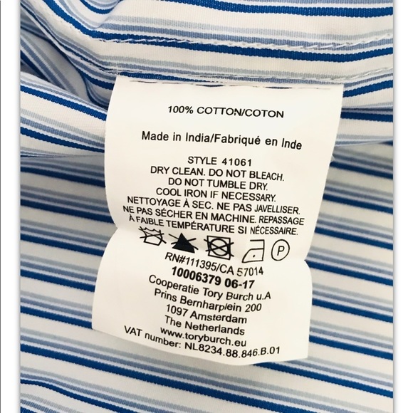 Tory Burch | Ariana Drawstring Top Womens S Small Blue Ombre Stripe Short Sleeve - Picture 15 of 16